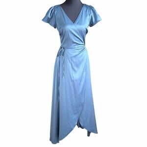 Baltic Born Light Blue Asymmetrical Wrap Dress